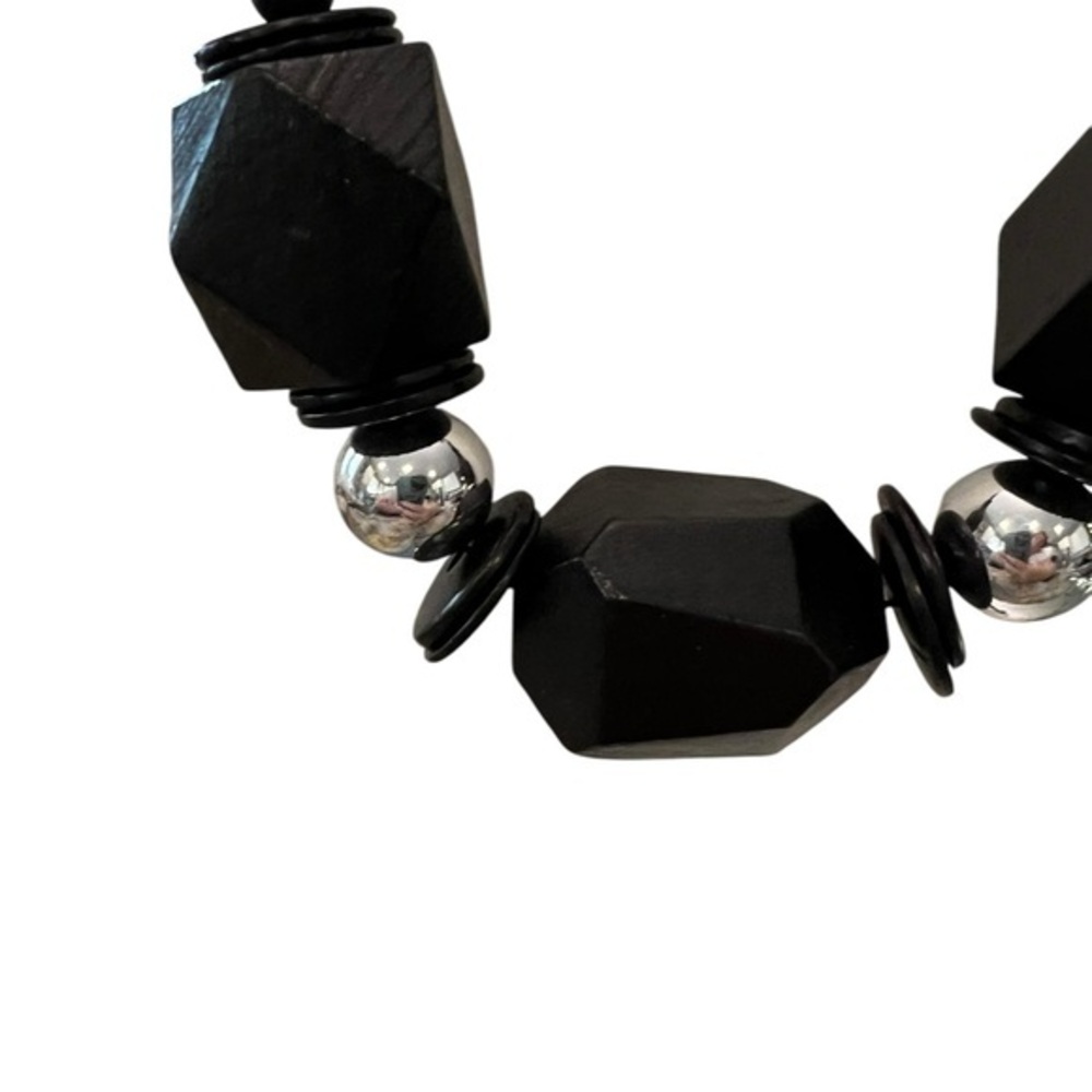 SALE!! 2 for $15 Paparazzi Wooden Bead Necklace Black Silver Earrings Discs Boho - Picture 3 of 11